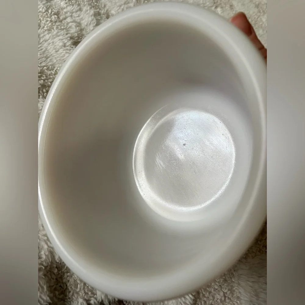 Vintage Ribbed Milk Glass Mixing Bowl • 5.5”